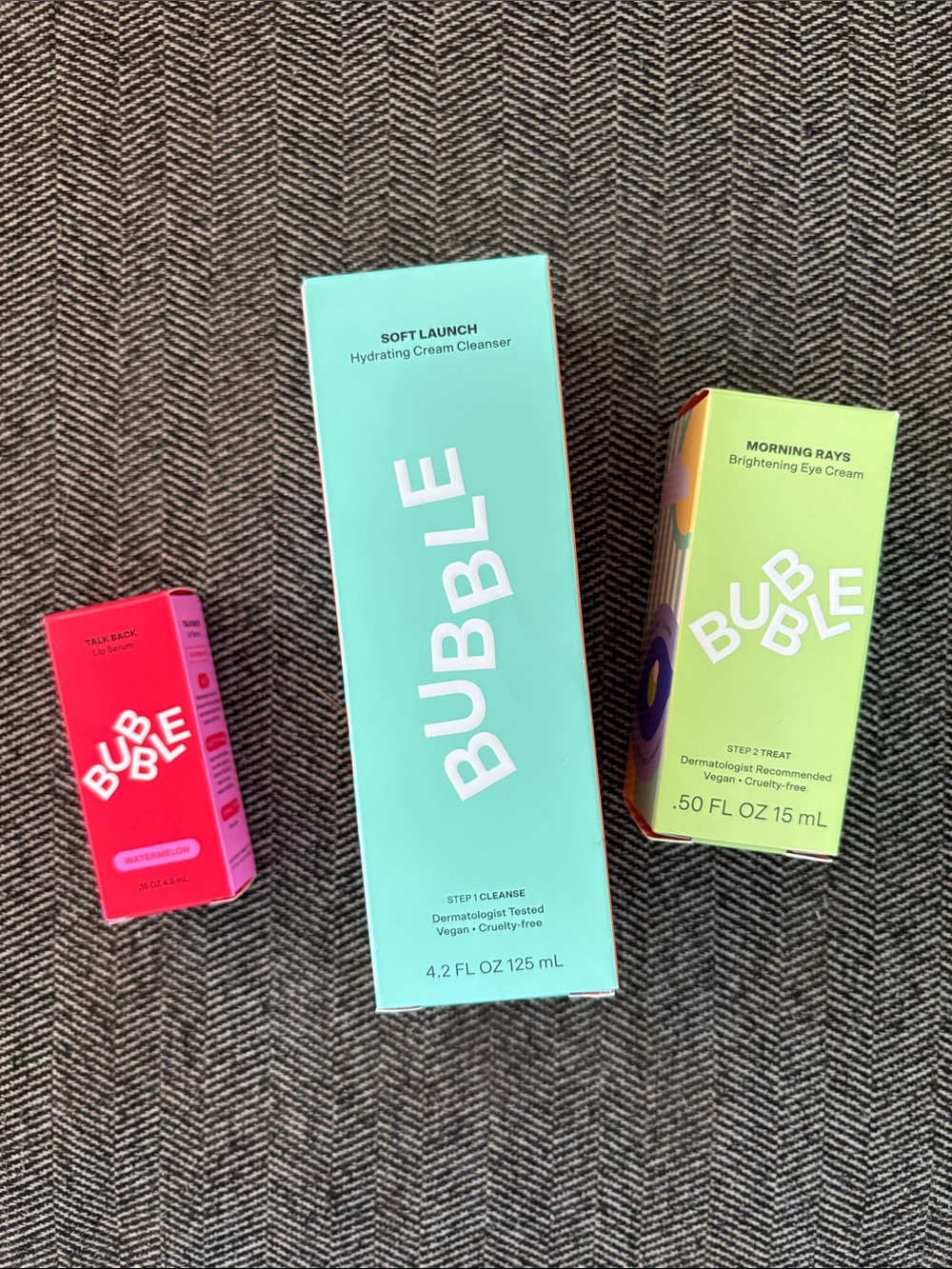 NEW Bubble Skincare (Soft Launch Cleanser, Eye Cream, Lip serum) - NWT